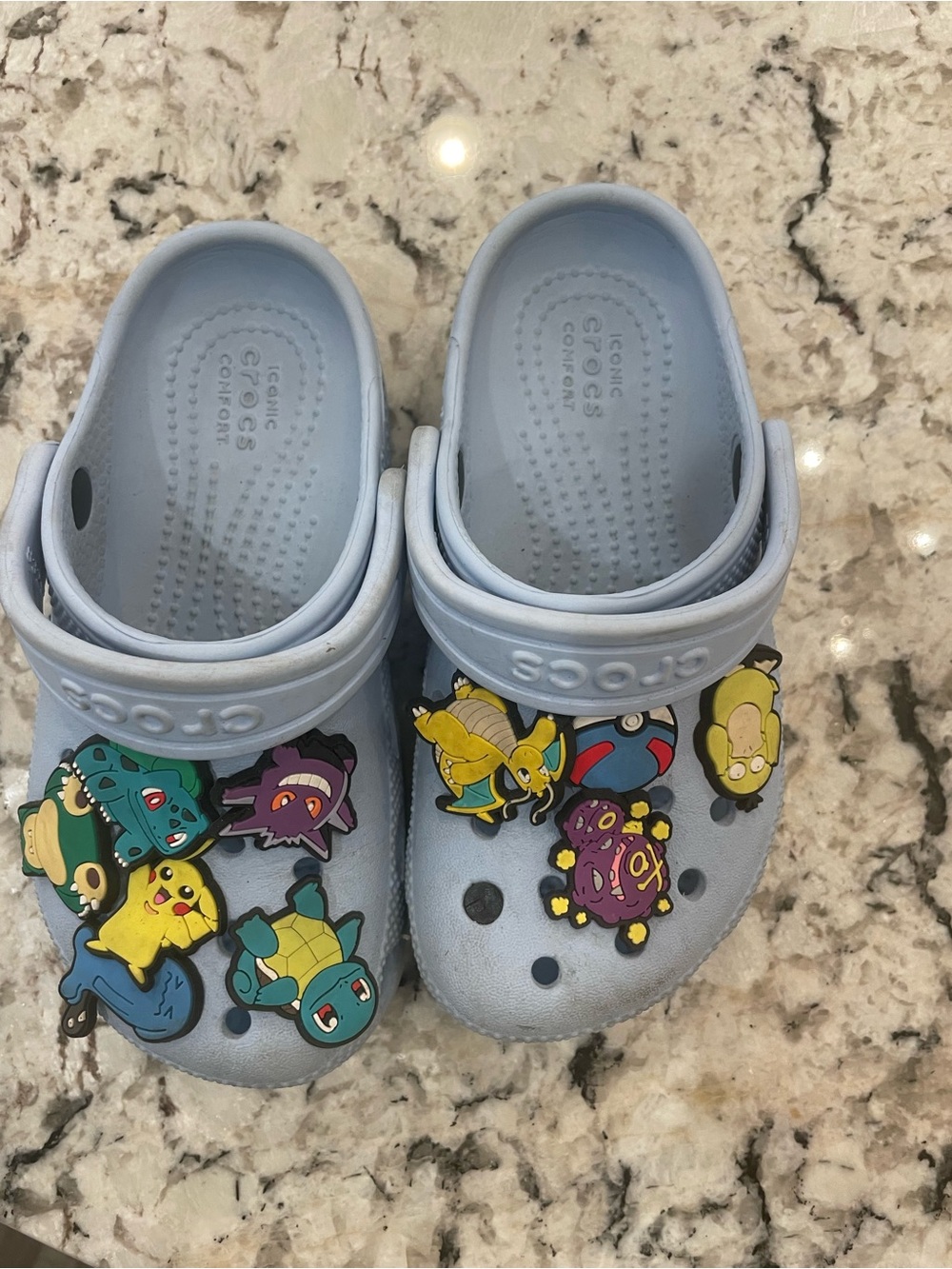 CROCS Light Blue Kids Slip-On Sandals with Pokemon Jibbitz